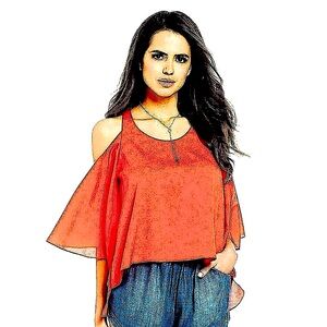 Gianni Bini bright orange cold shoulder blouse